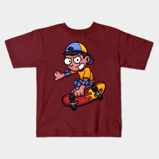 Cool Teenage Boy Skateboarding Kids T-Shirt